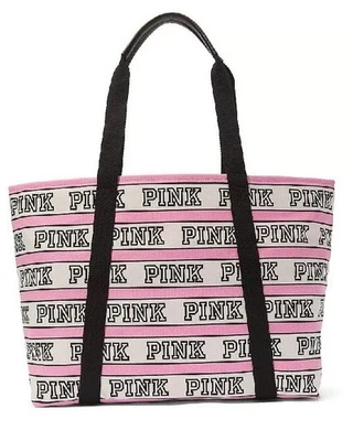 Victoria Secret Pink 2025 Tote Bag in Iconic Pink & White Stripe Print-Fast - Image 1 of 4