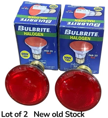 Bulbrite 683507 PAR20 50 Watt RED Light Bulb Pair (2) NOS Discontinued - Image 1 of 4