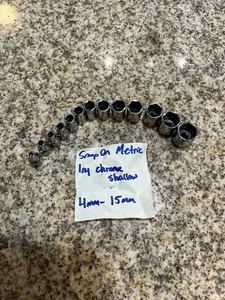 Snap-on Tools 1/4" Drive 13 pc METRIC SHALLOW (6 Point) Socket SET 4-15mm - Picture 1 of 2