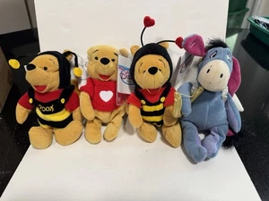 Disney Beanies - Valentines Winnie & Eeyorre - Lot Of 4 - NWT - Picture 1 of 5