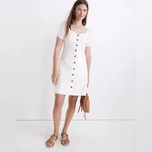 Mini abito Madewell lino cotone manica a sbuffo - Foto 1 di 12