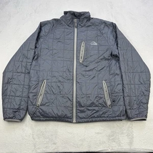 LL Bean Jacket Mens Large Gray Quilted Insulated Primaloft Packaway Coat Zip - Picture 1 of 13