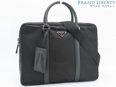 Bolso de Negocios Prada Nylon Saffiano Maletín Bolso de Mano NEGRO 2VE871 Foto 1 de 4