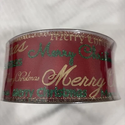 Members Mark Christmas Greetings Wire Edge 2.5" Ribbon - 50 Yards x 2.5" W - Image 1 of 4