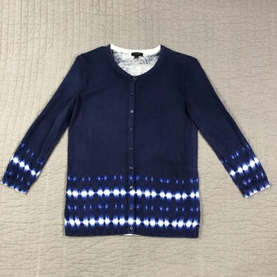 Talbots Sweater Womens Small Blue Tie Dye Cardigan Button Front Lightweight Knit - Image 1 of 4