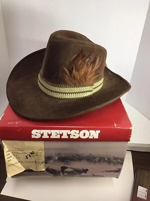 Sombrero Stetson Western Talla 7 Mediano Marrón Oscuro Sombrero de Vaquero Limpio Foto 1 de 4
