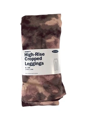 Old Navy Para Mujer S Rosa Púrpura Tie Dye Tire Alto Jersey Recortado Leggings Pantalones Foto 1 de 2