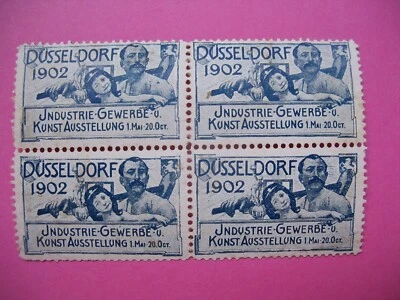Vignette ; bloc de 4 vignette Dusseldorf 1902 Industrie Gewerbe Kunst Ausstellun - Photo 1/2