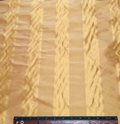 Gold /Dark Gold 2" Taffeta Stripes 100% Silk Fabric 54" W, By The Yard (SD-709) - Image 1 of 3
