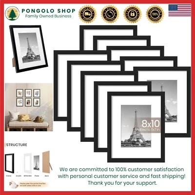 Polished Black 8x10 Picture Frame Set - Easy to Mount, Perfect for Family Photos - Image 1 of 4