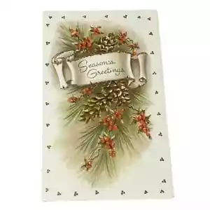 Coronation Collection Seasons Greetings Pine Cones Vintage Christmas Card BBX - Picture 1 of 3