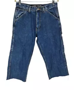 Nautica Men's Utility Carpenter Capri Denim Jeans Sz 30×30 Raw Hem Cargo Pockets - Picture 1 of 5