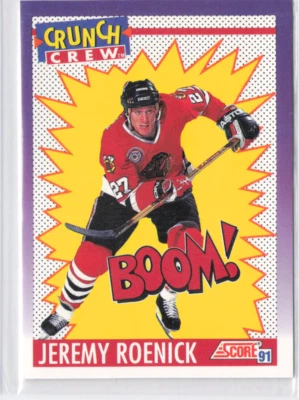 1991-92 Score Jeremy Roenick Purple Crunch Crew #305 Hockey Chicago Blackhawks - Image 1 of 2