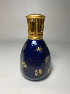 Lámpara vintage Berger Artoria Limoges azul cobalto con adornos dorados París Francia - Imagen 1 de 12