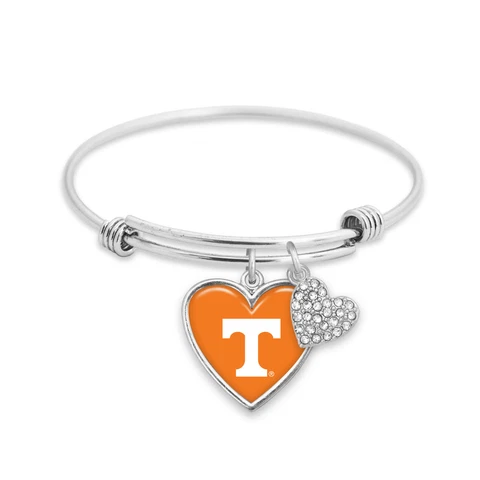 43430 Tennessee Volunteers Silver Amara Crystal Heart Silver Bangle Bracelet Cover