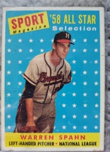 1958 TOPPS BASEBALL #494 WARREN SPAHN AS - Picture 1 of 2