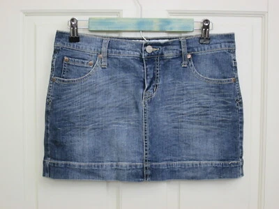 Mossimo Denim Mini Falda Jean Juniors Talla 9 30x12 Elástica Envejecida 38-22238 Foto 1 de 4
