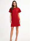 ELIE TAHARI Red Marsala Ruffle Sleeve Krystal Crepe Shift Dress US0 XS UK4 IT36
