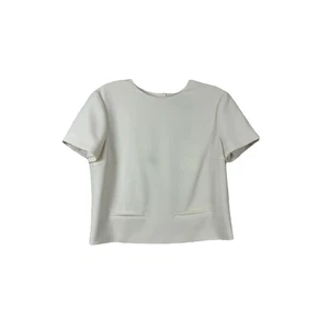 Theory Women's Petite Short Sleeve Crop Top Blouse Admiral Crepe O0109529 $265 - Picture 1 of 9