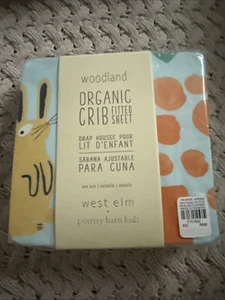 West Elm Pottery Barn Kids Fitted Crib Sheet Woodlands Organic Cotton - Picture 1 of 4