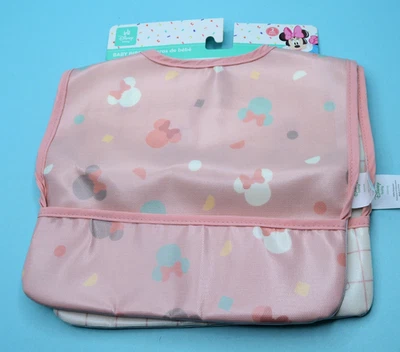 Paquete de 2 baberos de bebé Minnie Mouse Disney tela de lona recubierta regalo baby shower Foto 1 de 3