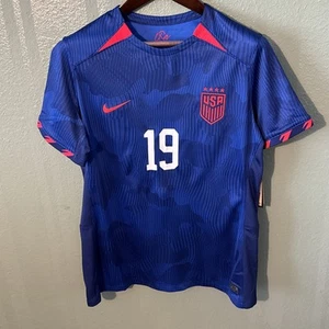 Camiseta deportiva Nike azul 19 nueva con etiquetas para mujer XL USWNT de fútbol Rose Lavelle **NÚMERO INCORRECTO** - Imagen 1 de 10