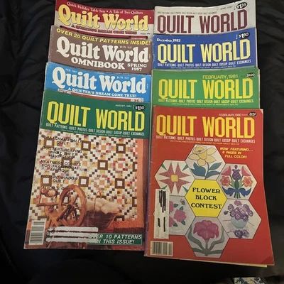 8 Quilt World Magazines Seven 1980’s One 1997 Quilting  Back Issues HTF Patterns - Image 1 of 4