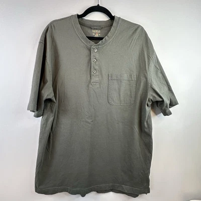 Redhead Brand Mens Henley Shirt Gray Short Sleeve T Shirt Pocket Large Tall LT - Image 1 of 4
