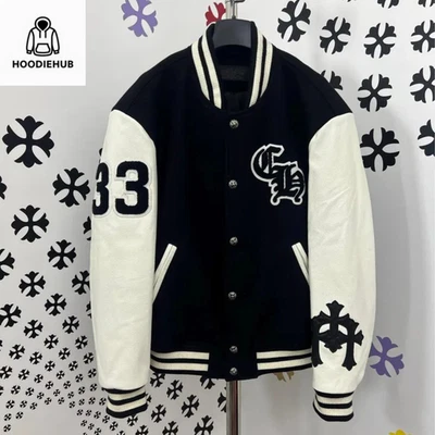 Unisex White/Black Leather Varsity Jacket | Premium Streetwear | All Sizes - Image 1 of 4