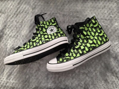 匡威 Converse Big Kid 4 GITD bug 高帮黑色和绿色 全新 — 第 1/4 张图片