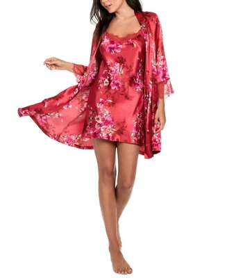 Linea Donatella Fashion para mujer 2 piezas. Juego Wrap Chemise, Red Rouge, GRANDE Foto 1 de 4