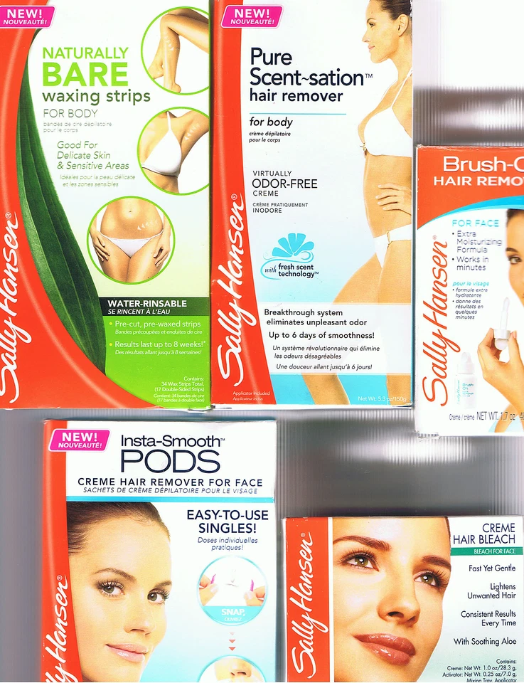 SALLY HANSEN DEPILADORA CUERPO TIRAS DE CERA DESNUDA BLANQUEADOR FACIAL CREMA PLUMA CUTÍCULA Foto 1 de 1