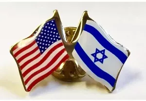 SUPPORT ISRAEL and USA Crossed Friendship Flag Lapel Pin **MADE IN USA** SUPPORT - Picture 1 of 5