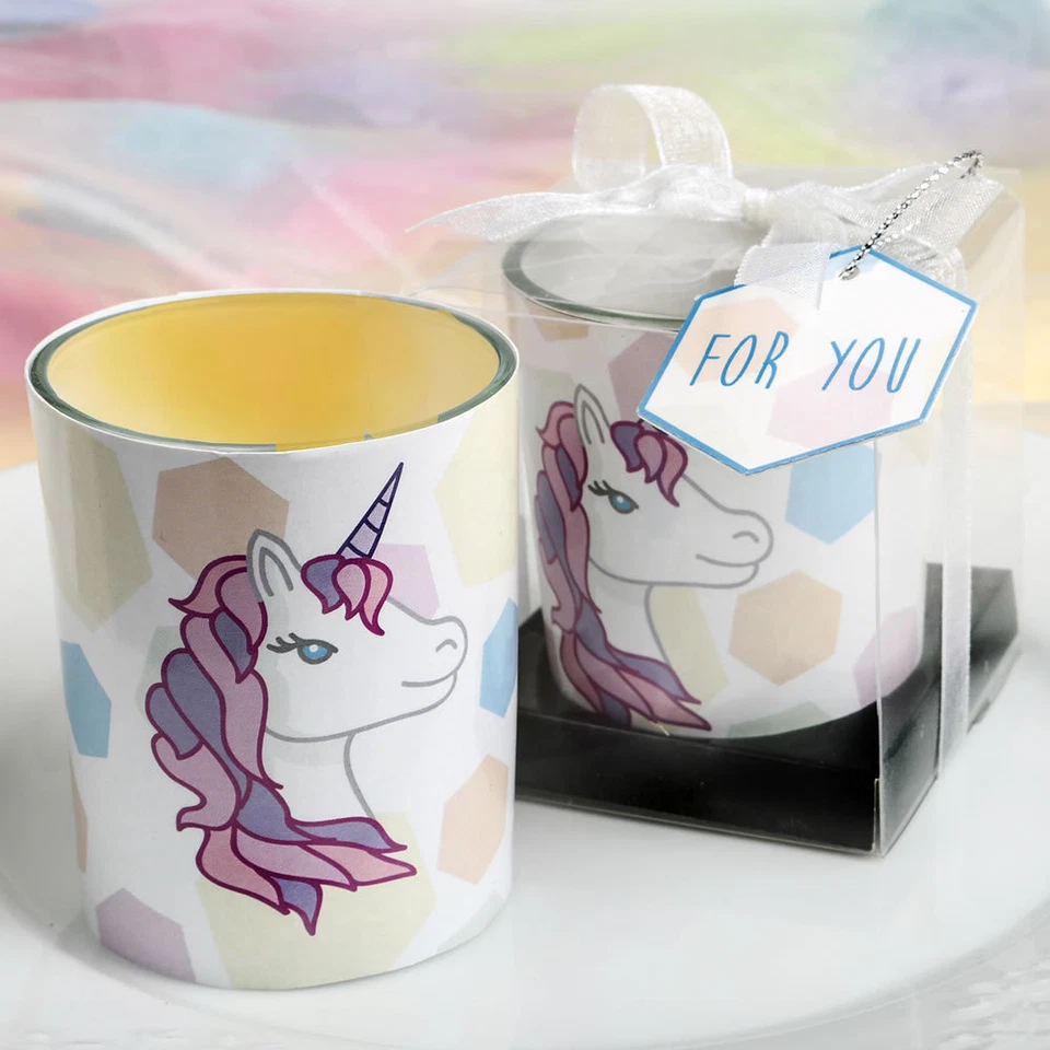 12 suportes de chá de bebê tema unicórnio vidro tealight - Imagem 1 de 1