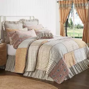Kaila Patchwork Luxury King Quilt. VHC Brands. Blue, Gold, Red - Picture 1 of 5