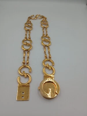 Rare Vintage 1970’s GUCCI Chain Logo Double G Gold Plated Belt Authenticated 28" - Image 1 of 4