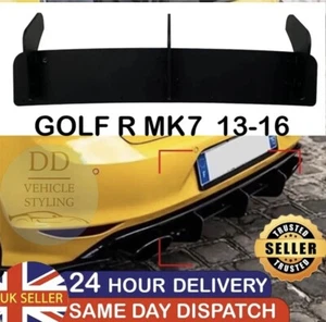 VW Golf Mk7 R 2013-2016 Gloss Black Rear Blade Style Diffuser Splitter Trim - Picture 1 of 3