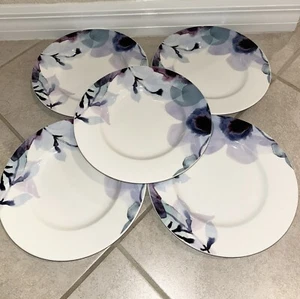 Lenox Indigo Watercolor Floral Salad Plates , Set Of 5 - Picture 1 of 5