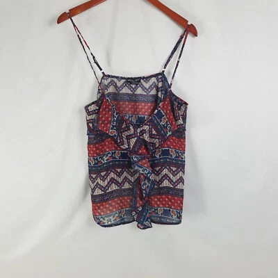 About a Girl Shirt Juniors Large Spaghetti Strap Top Sleeveless Ruffle V Neck - Image 1 of 4