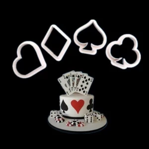 4 piezas/juego de molde cortador de fondant para galletas con temática de póquer SugarCraft - Imagen 1 de 3