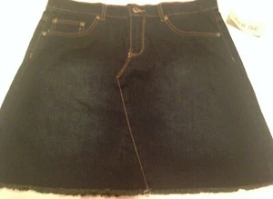 NEW w/ Tags Per Se Blue Jean Mini Skirt Women's Size 8 Navy 5 Pocket Dark Wash - Picture 1 of 11