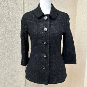 Tory Burch black silver metallic tweed blazer - Picture 1 of 9