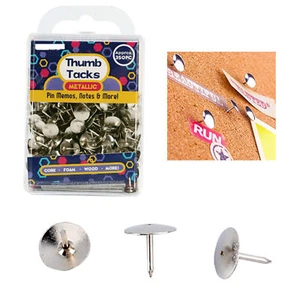 350 Pc Silver Push Pin Thumb Tacks Metallic Cork Drawing Office Pushpin - Picture 1 of 1