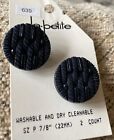 Black Fabric Look Buttons 22mm X 2 New Old Stock