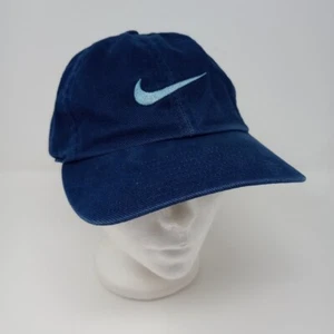 Cappello berretto baseball Nike blu navy velluto a coste vintage logo swoosh cotone regolabile - Foto 1 di 12