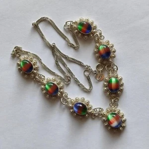 Vtg.Handmade AZMI India. Sterling silver 925 Necklace Art Glass Filigree,21.3 g. - Picture 1 of 8