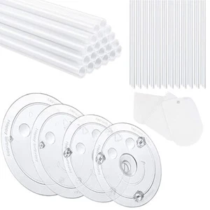 20 Pieces Plastic White Sticks Dowel Rods and 4 Pieces Cake Separato... - Picture 1 of 7