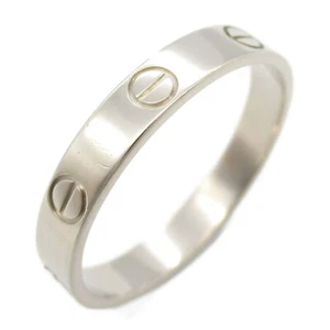 CARTIER mini amor anillo 18KWG oro blanco usado unisex EE. UU. talla 9 #60 logo - Imagen 1 de 8