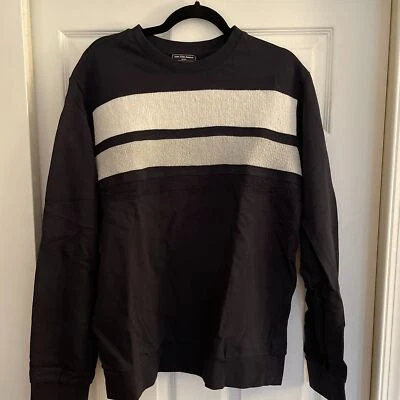 Sudadera Saks Fifth Avenue Tejida a Rayas Cuello Redondo Negra XL Foto 1 de 4