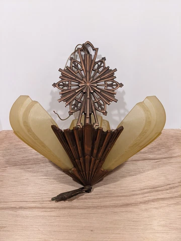 Vintage Antique Art Deco Slip Shade 3 Light Hanging Ceiling Lamp Light Fixture Cover